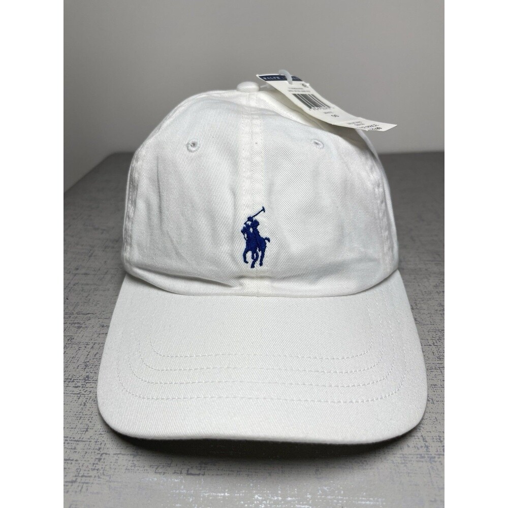 Polo Ralph Lauren Men's O/S Adjustable Baseball Cap Cotton White /Blue Pony Logo - Picture 3 of 11